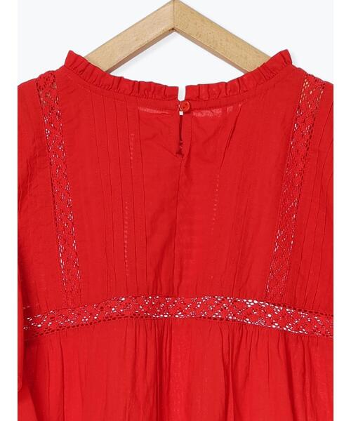 Samansa Mos2 blue（サマンサモスモスブルー）の「【Made in India】フリル袖レースピンタックブラウス（シャツ/ブラウス・レディース・ブラック/オフホワイト/レッド・F）」の11枚目の写真