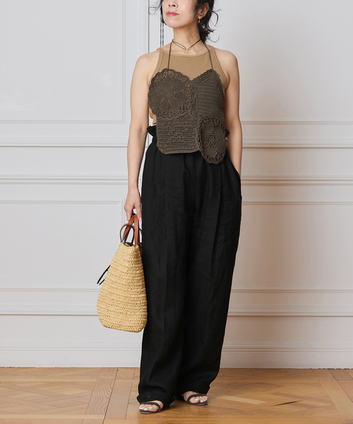 IENA LA BOUCLE（イエナラブークル）の「CAROUSE LAMBRA/ケラウズランブラ ボートキャミソール 251-380（キャミソール・レディース・ブラック/ブラウン/ベージュ・FREE）」の6枚目の写真