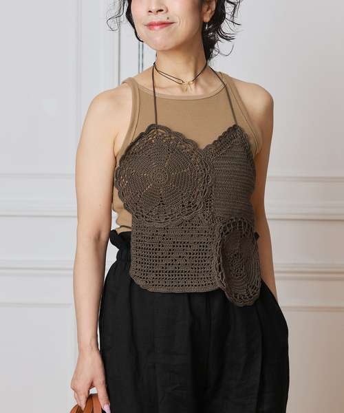 IENA LA BOUCLE（イエナラブークル）の「CAROUSE LAMBRA/ケラウズランブラ ボートキャミソール 251-380（キャミソール・レディース・ブラック/ブラウン/ベージュ・FREE）」の14枚目の写真