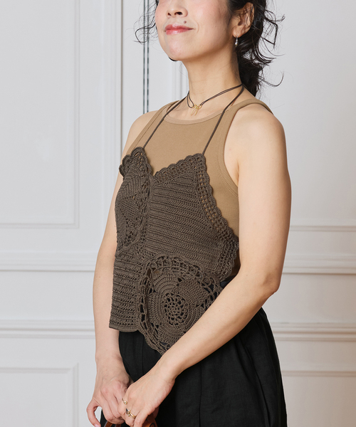 IENA LA BOUCLE（イエナラブークル）の「CAROUSE LAMBRA/ケラウズランブラ ボートキャミソール 251-380（キャミソール・レディース・ブラック/ブラウン/ベージュ・FREE）」の15枚目の写真