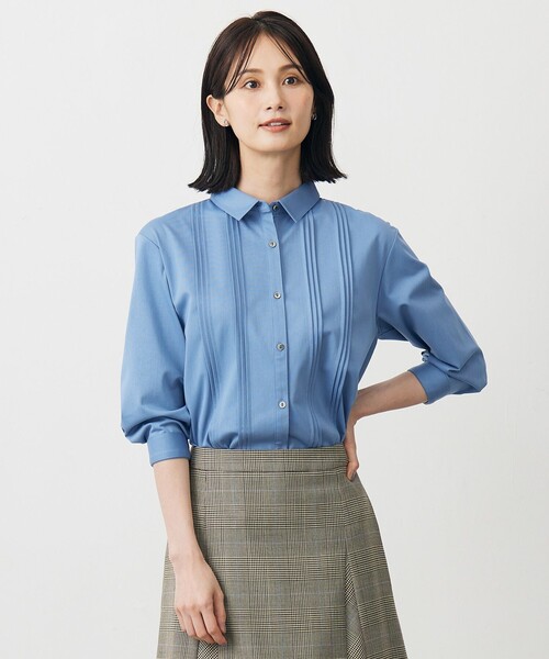 J.PRESS Ladies(J.プレス レディス)の「コンパクトトリコット シャツライク カットソー(Tシャツ/カットソー・レディース・ベージュ系/オレンジ系/ブルー系/ダークブラウン系・SMALL)」の3枚目の写真