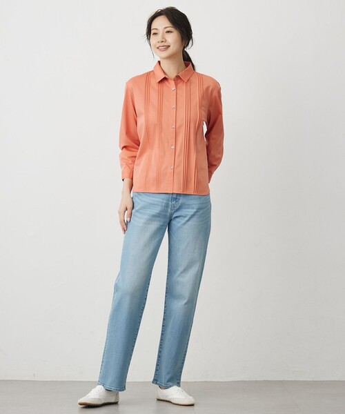 J.PRESS Ladies(J.プレス レディス)の「コンパクトトリコット シャツライク カットソー(Tシャツ/カットソー・レディース・ベージュ系/オレンジ系/ブルー系/ダークブラウン系・SMALL)」の16枚目の写真