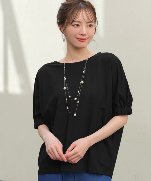 Tiaclasse（ティアクラッセ）の「袖ギャザードルマンプルオーバー（Tシャツ/カットソー・レディース・ライム/ブラック/ブルーグレー/オフホワイト・M/L）」の2枚目の写真