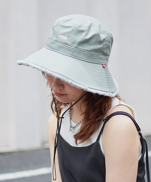 HAT MIKKE(ハットミッケ)の「EDWINフリンジアドベンチャーハット(ハット・レディース・キナリ/ベージュ/ネイビー/ブラック/カーキ/グレー・フリー)」の6枚目の写真