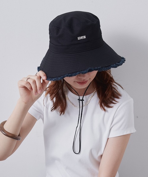 HAT MIKKE(ハットミッケ)の「EDWINフリンジアドベンチャーハット(ハット・レディース・キナリ/ベージュ/ネイビー/ブラック/カーキ/グレー・フリー)」の3枚目の写真