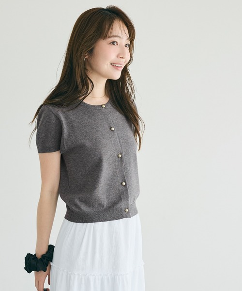 coca(coca)(コカ)の「\再入荷/金ボタンニットトップス(ニット/セーター・レディース・グレー/ブラック/アイボリー/その他1/カーキ・S/L/M)」の7枚目の写真