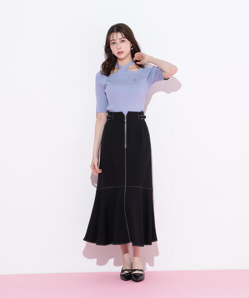 JILL STUART ジルスチュアート　スカート　ニットネイビー　パール　FR JILL STUART ジルスチュアート スカート ニットネイビー パール FR