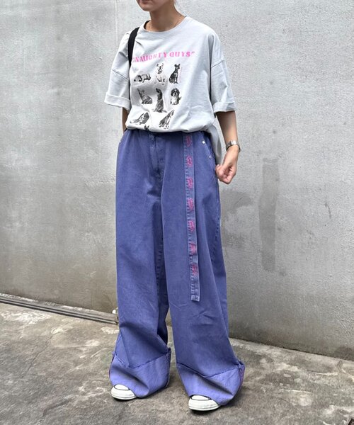 SOUNDSGOOOOD（サウンズグッド）の「【SOUNDS GOOOOD】ロールアップフリンジワイドパンツ（デニムパンツ・メンズ・ブラック/パープル・ONE SIZE）」の18枚目の写真