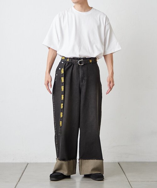 SOUNDSGOOOOD（サウンズグッド）の「【SOUNDS GOOOOD】ロールアップフリンジワイドパンツ（デニムパンツ・メンズ・ブラック/パープル・ONE SIZE）」の21枚目の写真