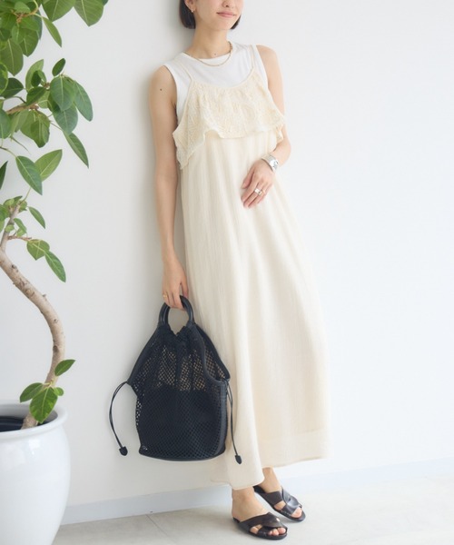 KATHARINE ROSS(キャサリンロス)の「【KATHARINE ROSS】コード刺繍使いキャミワンピース(ワンピース・レディース・ピンク/ブラック/アイボリー・MEDIUM)」の2枚目の写真