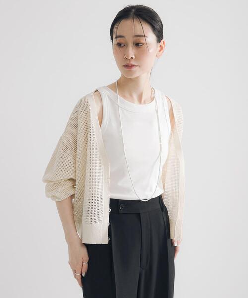 URBAN RESEARCH（アーバンリサーチ）の「ブークレメッシュニットカーディガン（カーディガン/ボレロ・レディース・オフホワイト/ブラック系その他/ブラック・FREE）」の2枚目の写真