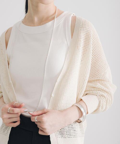 URBAN RESEARCH（アーバンリサーチ）の「ブークレメッシュニットカーディガン（カーディガン/ボレロ・レディース・オフホワイト/ブラック系その他/ブラック・FREE）」の4枚目の写真