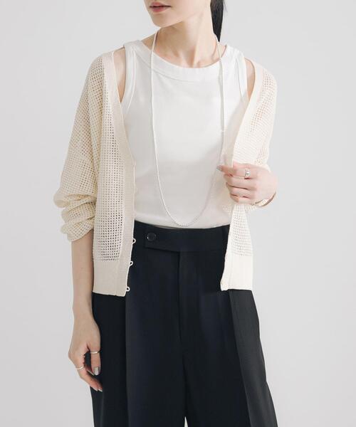 URBAN RESEARCH（アーバンリサーチ）の「ブークレメッシュニットカーディガン（カーディガン/ボレロ・レディース・オフホワイト/ブラック系その他/ブラック・FREE）」の5枚目の写真