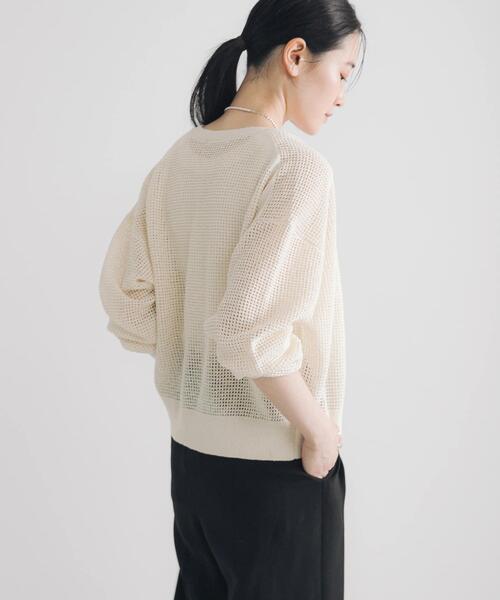 URBAN RESEARCH（アーバンリサーチ）の「ブークレメッシュニットカーディガン（カーディガン/ボレロ・レディース・オフホワイト/ブラック系その他/ブラック・FREE）」の7枚目の写真
