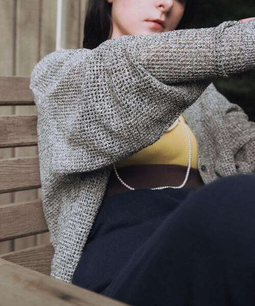 URBAN RESEARCH（アーバンリサーチ）の「ブークレメッシュニットカーディガン（カーディガン/ボレロ・レディース・オフホワイト/ブラック系その他/ブラック・FREE）」の19枚目の写真