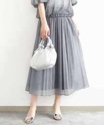 MK MICHEL KLEIN | デニム調シアープリーツスカート/洗える(スカート)