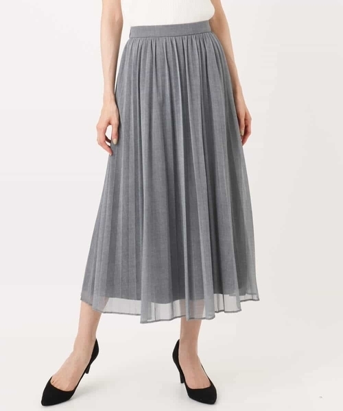 MK MICHEL KLEIN（エムケーミッシェルクラン）の「デニム調シアープリーツスカート/洗える（スカート・レディース・ライトグレー/ネイビー・38）」の11枚目の写真