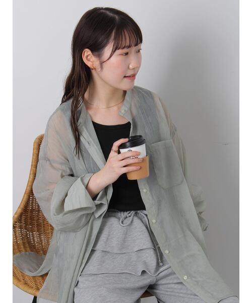 ehka sopo(エヘカソポ)の「バンドカラーシアーシャツ(シャツ/ブラウス・レディース・ブラウン/ピンク/グリーン/キナリ・F)」の8枚目の写真