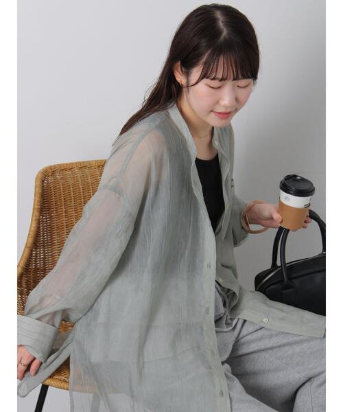 ehka sopo(エヘカソポ)の「バンドカラーシアーシャツ(シャツ/ブラウス・レディース・ブラウン/ピンク/グリーン/キナリ・F)」の9枚目の写真