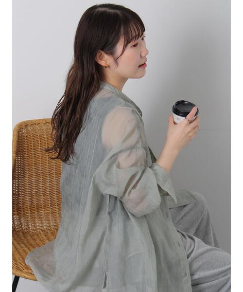 ehka sopo(エヘカソポ)の「バンドカラーシアーシャツ(シャツ/ブラウス・レディース・ブラウン/ピンク/グリーン/キナリ・F)」の10枚目の写真