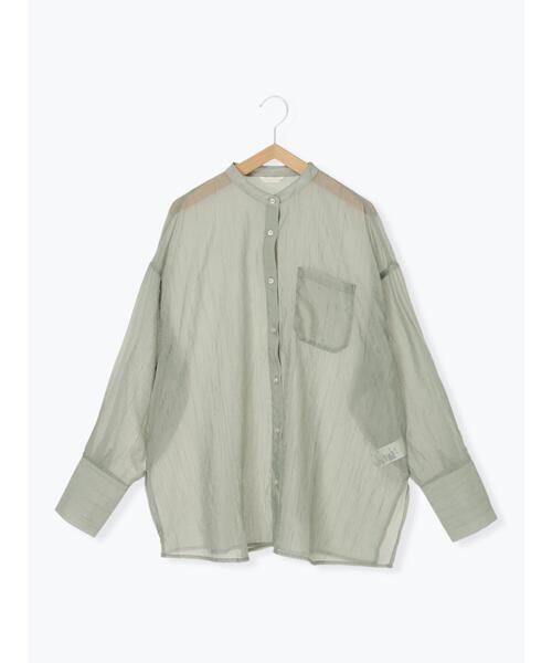 ehka sopo(エヘカソポ)の「バンドカラーシアーシャツ(シャツ/ブラウス・レディース・ブラウン/ピンク/グリーン/キナリ・F)」の15枚目の写真