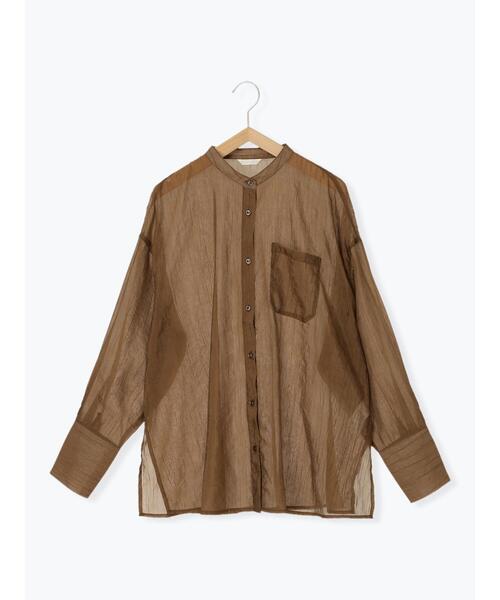 ehka sopo(エヘカソポ)の「バンドカラーシアーシャツ(シャツ/ブラウス・レディース・ブラウン/ピンク/グリーン/キナリ・F)」の16枚目の写真