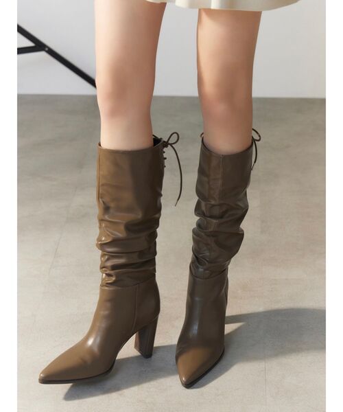EATME(イートミー)の「BACKレースアップロングブーツ(ブーツ・レディース・ブラック/その他1/ブラウン・S/L/M)」の2枚目の写真