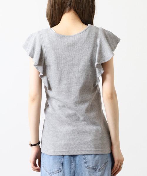 atONE(アットワン)の「フレアーフレンチスリーブTシャツ(Tシャツ/カットソー・レディース・ホワイト/ブラック/チャコールグレー/杢グレー・M/LL/3L/4L/L)」の10枚目の写真