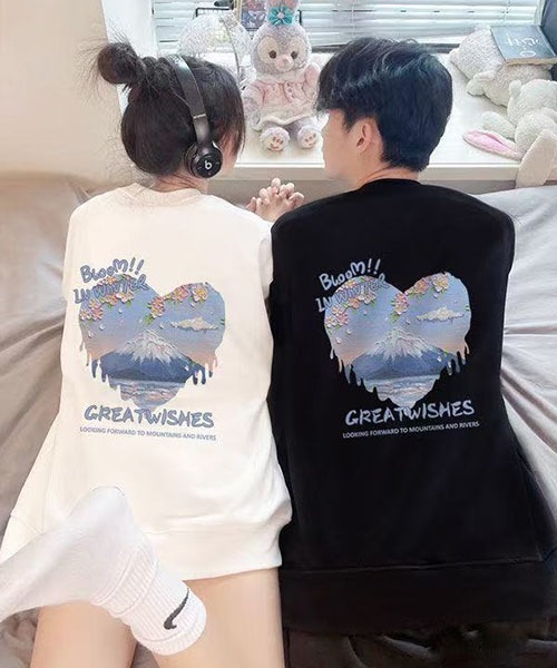 gossip!ロサンゼルス(ゴシップロサンゼルス)の「背面ハート富士山プリント オーバーサイズ半袖 T シャツ ユニセックス カップルコーデ レディース メンズ 夏トップス(Tシャツ/カットソー・レディース・ホワイト/ブラック・S/L/M/XL)」の8枚目の写真