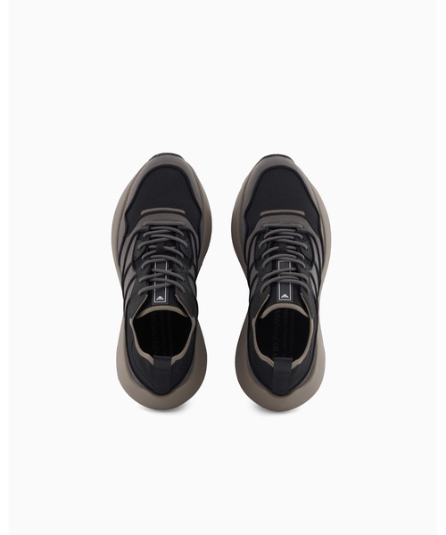 EMPORIO ARMANI（エンポリオアルマーニ）の「【エンポリオ アルマーニ】Travel Essentials ニットスニーカー（スニーカー・メンズ・チャコールグレー×ブラック・9/8.5/8/7.5/7/6.5/6）」の4枚目の写真