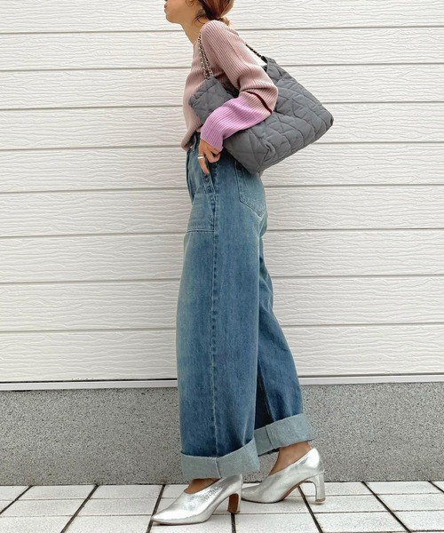 Q(キュー)の「ナイロンキルトチェーントート(トートバッグ・レディース・グレー/ライトグリーン・ONE SIZE)」の21枚目の写真