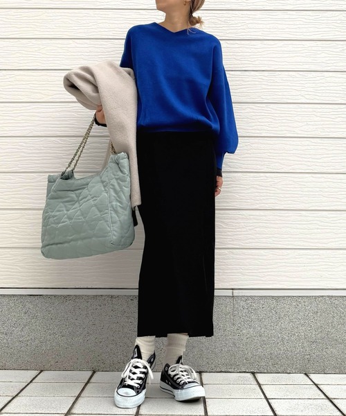 Q(キュー)の「ナイロンキルトチェーントート(トートバッグ・レディース・グレー/ライトグリーン・ONE SIZE)」の19枚目の写真