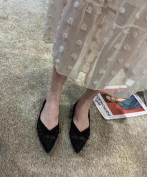 VIBGYOR（ヴィブジョー）の「FReePLACe/シアー ドット パンプス フラットシューズ X12583（パンプス）」