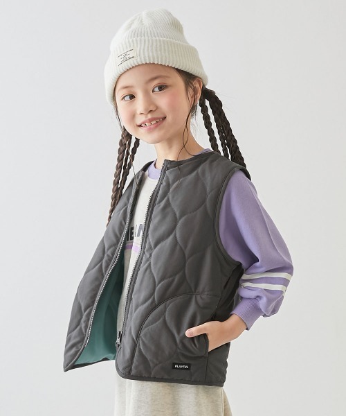 devirock（デビロック）の「洗える 中綿 インナーキルトベスト（ダウンベスト・キッズ・チャコール/ブラック/カーキ・100cm/110cm/120cm/130cm/140cm/150cm/160cm）」の2枚目の写真