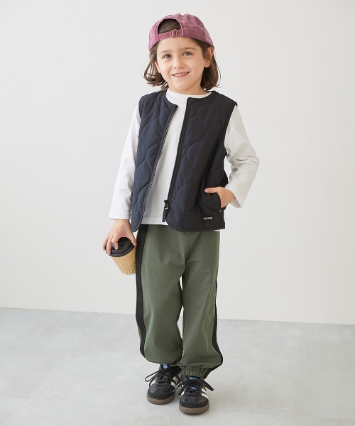 devirock（デビロック）の「洗える 中綿 インナーキルトベスト（ダウンベスト・キッズ・チャコール/ブラック/カーキ・100cm/110cm/120cm/130cm/140cm/150cm/160cm）」の4枚目の写真