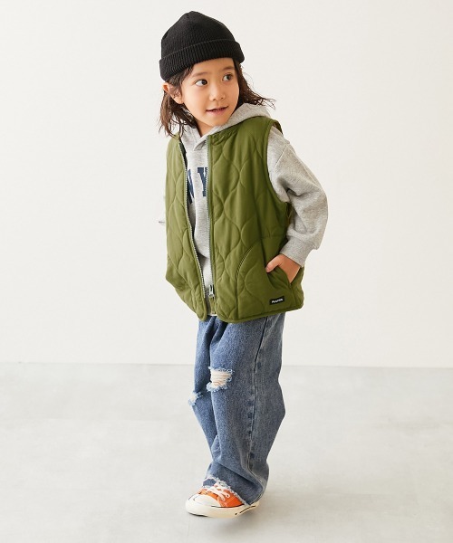 devirock（デビロック）の「洗える 中綿 インナーキルトベスト（ダウンベスト・キッズ・チャコール/ブラック/カーキ・100cm/110cm/120cm/130cm/140cm/150cm/160cm）」の7枚目の写真