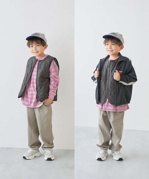 devirock（デビロック）の「洗える 中綿 インナーキルトベスト（ダウンベスト・キッズ・チャコール/ブラック/カーキ・100cm/110cm/120cm/130cm/140cm/150cm/160cm）」の15枚目の写真