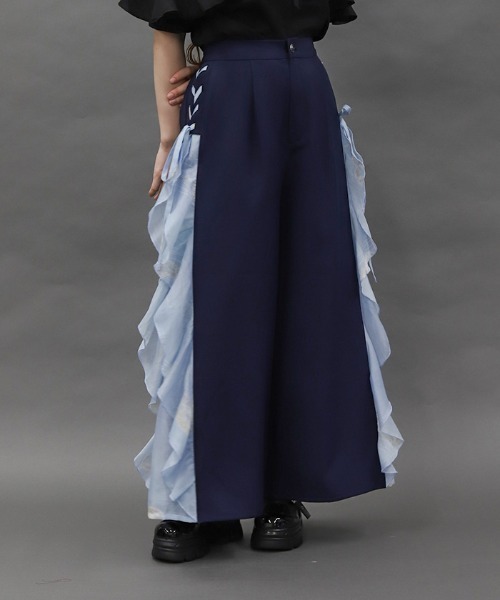 axes femme POETIQUE(アクシーズファムポエティック)の「揺蕩う海月ラッフルワイドパンツ(その他パンツ・レディース・グレー/ブラック/ネイビー・MEDIUM)」の3枚目の写真