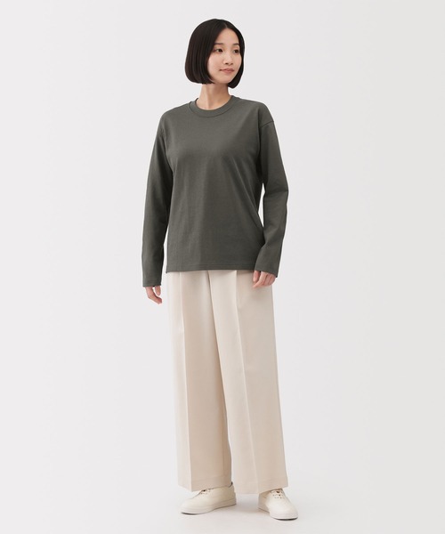 無印良品(ムジルシリョウヒン)の「婦人 引き揃え天竺編みクルーネック長袖Tシャツ(Tシャツ/カットソー・レディース・ホワイト/ブラック/ライトピンク/チャコールグレー/ダークグリーン・S/M/L/XL)」の13枚目の写真