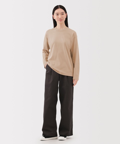無印良品(ムジルシリョウヒン)の「婦人 引き揃え天竺編みクルーネック長袖Tシャツ(Tシャツ/カットソー・レディース・ホワイト/ブラック/ライトピンク/チャコールグレー/ダークグリーン・S/M/L/XL)」の22枚目の写真