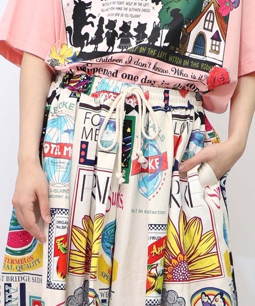 ☆スカラー　152739：アメリカンダイナー柄スカート ScoLar スカート 152739：アメリカンダイナー柄スカート