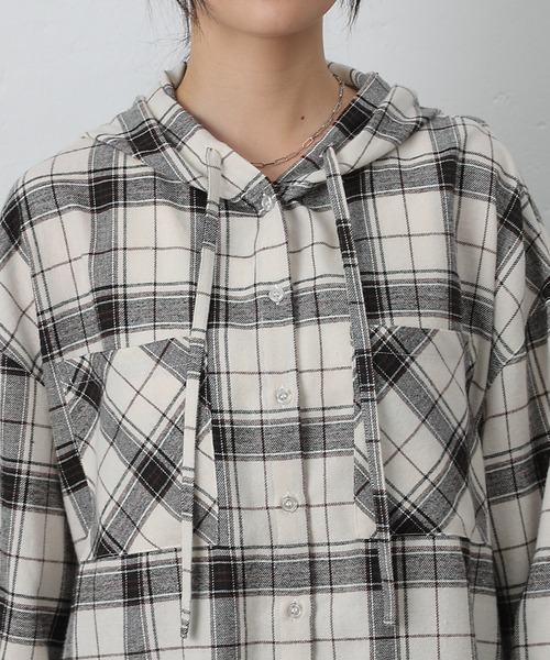 COLONY 2139（コロニートゥーワンスリーナイン）の「起毛チェックフードシャツ（シャツ/ブラウス・レディース・ブルー/アイボリー/ブラック・ONESIZE）」の13枚目の写真