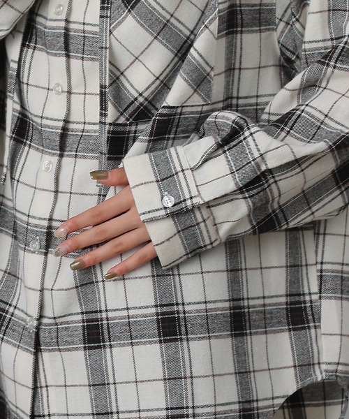 COLONY 2139（コロニートゥーワンスリーナイン）の「起毛チェックフードシャツ（シャツ/ブラウス・レディース・ブルー/アイボリー/ブラック・ONESIZE）」の16枚目の写真