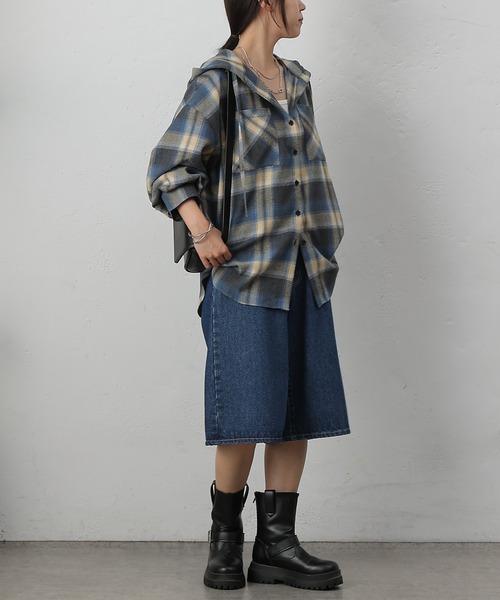 COLONY 2139（コロニートゥーワンスリーナイン）の「起毛チェックフードシャツ（シャツ/ブラウス・レディース・ブルー/アイボリー/ブラック・ONESIZE）」の8枚目の写真