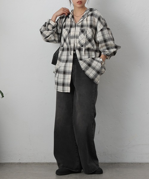 COLONY 2139（コロニートゥーワンスリーナイン）の「起毛チェックフードシャツ（シャツ/ブラウス・レディース・ブルー/アイボリー/ブラック・ONESIZE）」の20枚目の写真