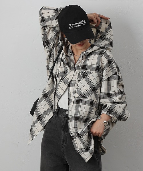 COLONY 2139（コロニートゥーワンスリーナイン）の「起毛チェックフードシャツ（シャツ/ブラウス・レディース・ブルー/アイボリー/ブラック・ONESIZE）」の18枚目の写真