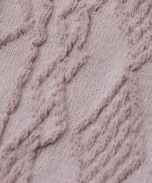 emesuelee（エメスーリー）の「冷え対策 編柄腹巻 ネックウォーマー（その他ルームウェア・レディース・パープル/グレー/アイボリー・フリー）」の5枚目の写真