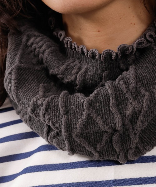 emesuelee（エメスーリー）の「冷え対策 編柄腹巻 ネックウォーマー（その他ルームウェア・レディース・パープル/グレー/アイボリー・フリー）」の12枚目の写真