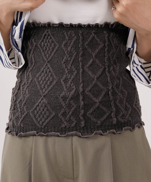 emesuelee（エメスーリー）の「冷え対策 編柄腹巻 ネックウォーマー（その他ルームウェア・レディース・パープル/グレー/アイボリー・フリー）」の10枚目の写真