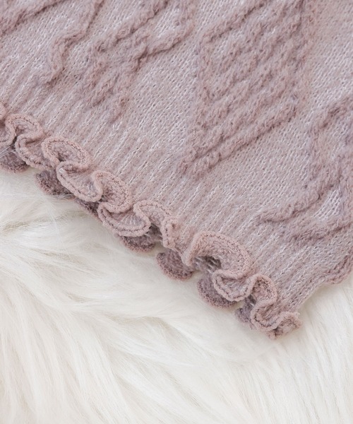 emesuelee（エメスーリー）の「冷え対策 編柄腹巻 ネックウォーマー（その他ルームウェア・レディース・パープル/グレー/アイボリー・フリー）」の6枚目の写真